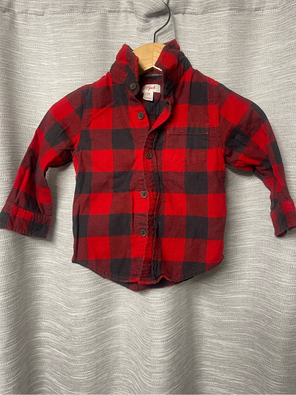 Cat & Jack Red and Black Plaid Button-Down Shirt